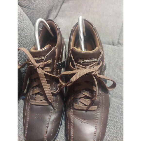 SKECHERS RELAXED STEP BROWN LEATHER CASUAL WALKING MENS 10.5 SHOES Dress Winter - Picture 2 of 8